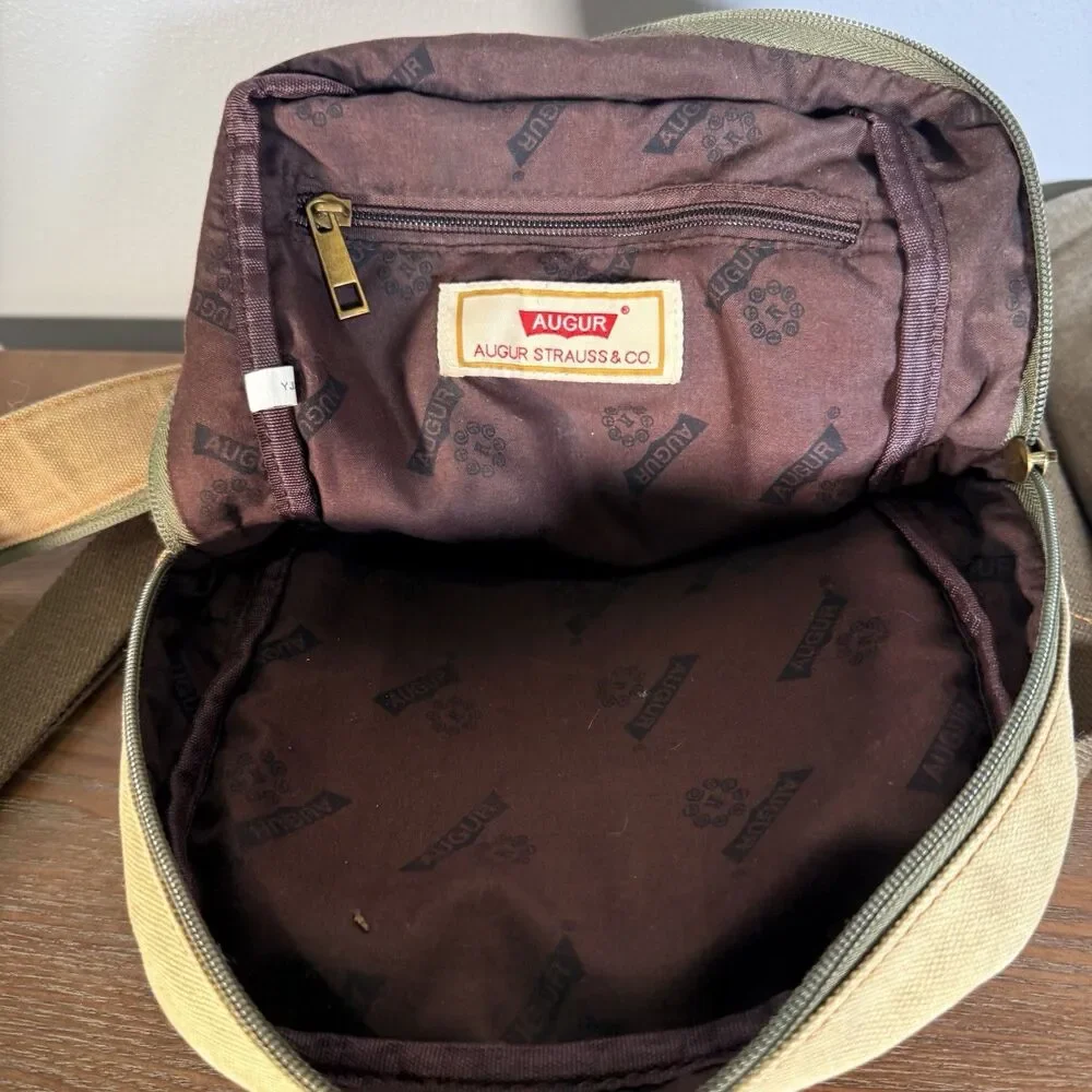 Augur Strauss Convertible Canvas Leather Utility Backpack Men Unisex Sling Bag